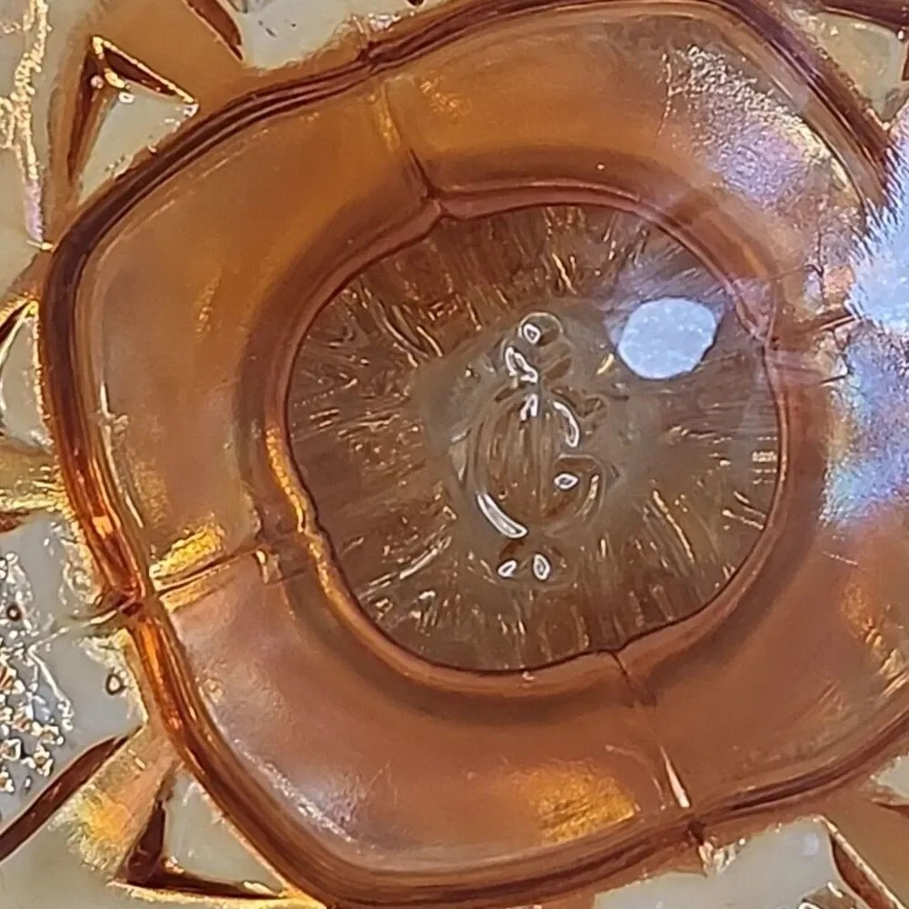 Candy Dish Imperial Glass Compote Pedestal  Hobstar Marigold Carnival Vintage